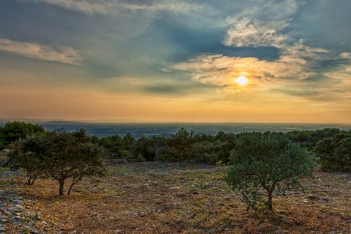 End of a cloudy day in the Provence in France