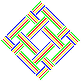 No Crossing | S=4 | N=4 | Kleur=4 | Midden blauw