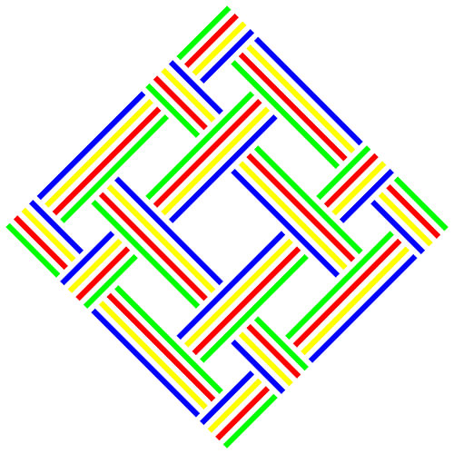 No Crossing | S=4 | N=4 | Couleur=4 | Centre bleu