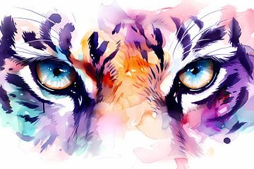 Abstracte tijgerogen in kleurrijke aquarelstijl van Art & Soul Creations