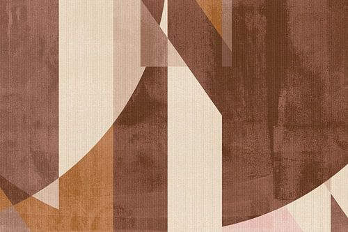 Bauhaus abstracte vormen in bruin, roest, beige, verbrand oranje V