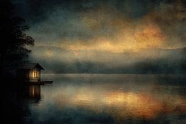 Mystischer See bei Sonnenuntergang - Dark Fine Art Landscape