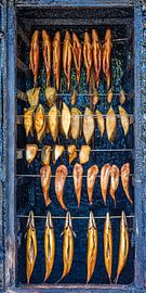 Smokehouse with smoked fish on the Baltic coast by Werner Dieterich