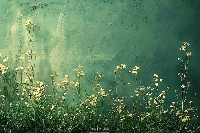 abstract green painting by PixelPrestige