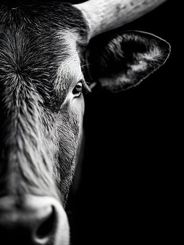 Stier - Archaïsche kracht in een zwart-wit portret