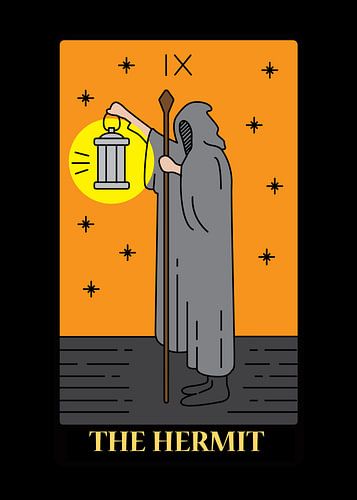 De Kluizenaar Tarotkaart IX Spirituele Muurdecoratie Kunst Print