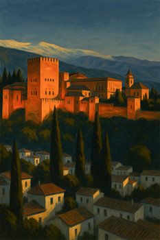 L'éclat d'or de Grenade - L'Alhambra au coucher du soleil