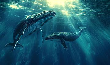 Humpback mother and her Calf by ByNoukk