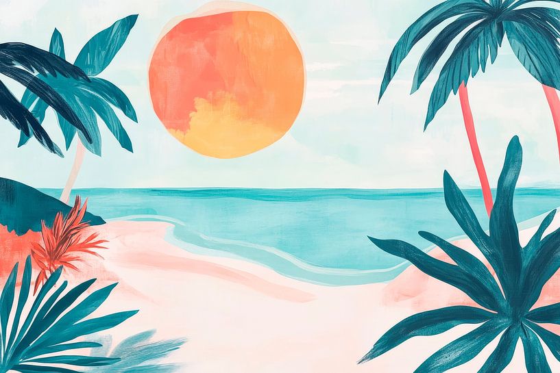 Tropical sunset on the beach by Poster Art Shop
