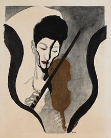 Impression d'une violoniste (Portrait de Suwa Nejiko), Onchi Kōshirō