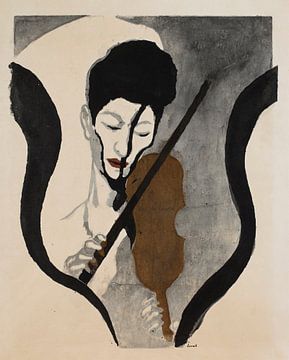 Impressie van een violist (Portret van Suwa Nejiko), Onchi Kōshirō