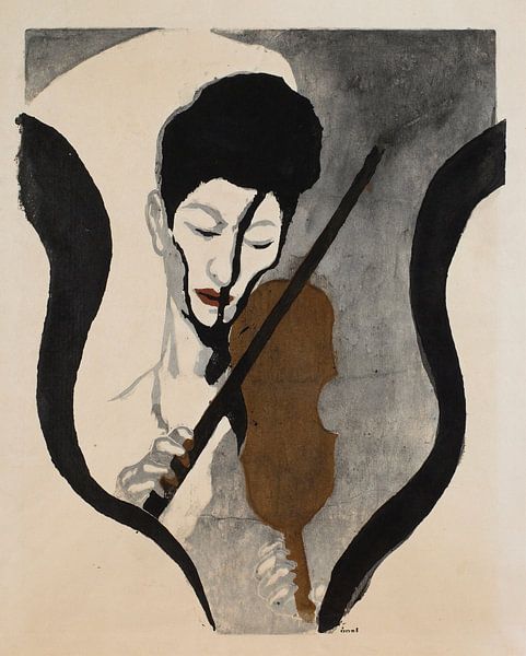 Impression of a Violinist (Portrait of Suwa Nejiko), Onchi Kōshirō by Masterful Masters