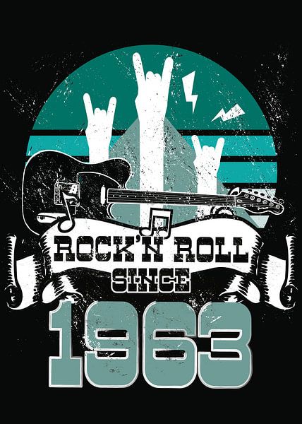 Rock N Roll Since 1963 Father's Day Gift for Dads by Millennial Prints