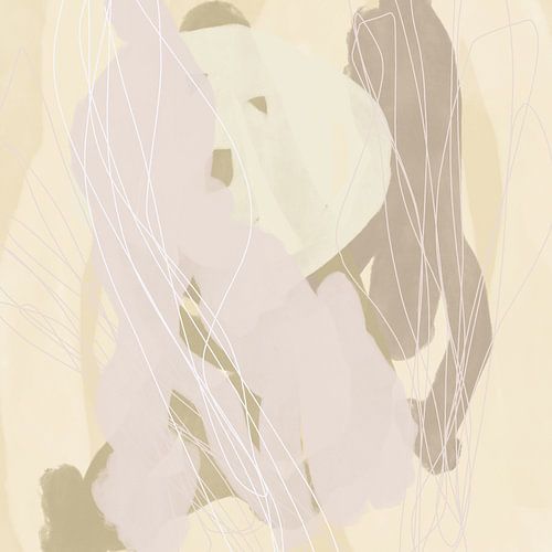 Abstract schilderij in pastelkleuren. Taupe, beige, licht lila.