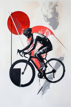 Fietser in abstracte kunst van Poster Art Shop