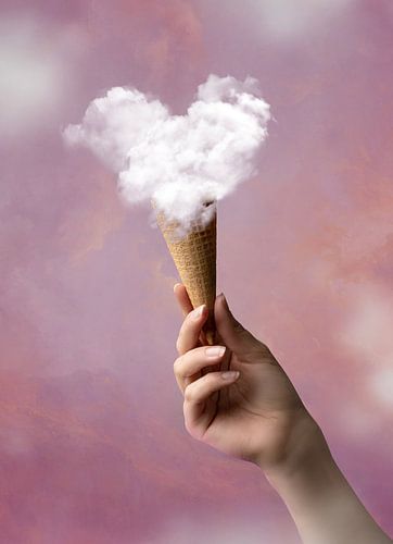 I heart Ice Cream - Eistüte mit Wolke in Form eines Herzens