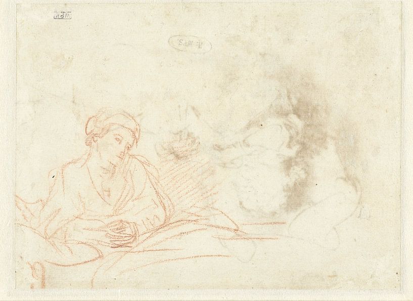 Saskia in bed, Rembrandt van Rijn by Ed z'n Schets