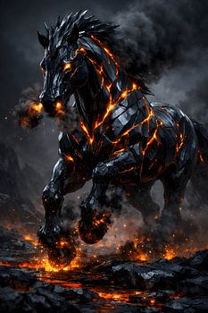 Infernal Magma Stallion Obsidian Lava Horse Fantasy Art