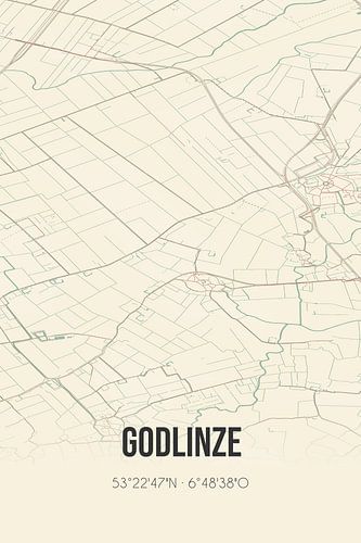 Alte Karte von Godlinze (Groningen)