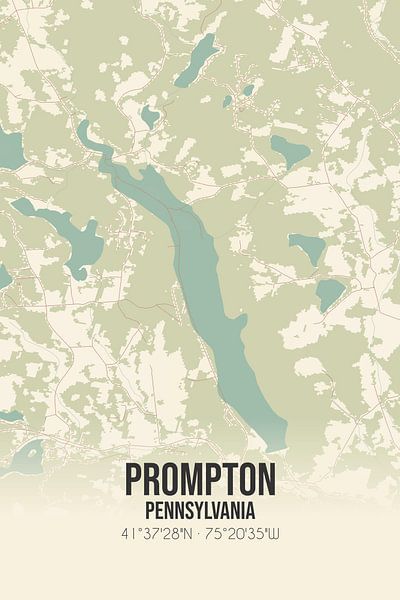 Carte ancienne de Prompton (Pennsylvanie), USA. par Affiches de lieux