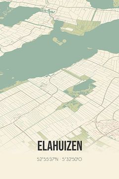 Vintage map of Elahuizen (Fryslan) by Rezona