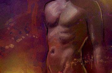 Torso in fuchsia - Male nude by CvD Art - Kunst voor jou