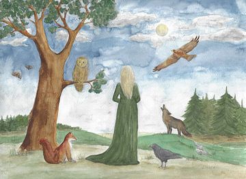 With the power animals in the forest by Sandra Steinke