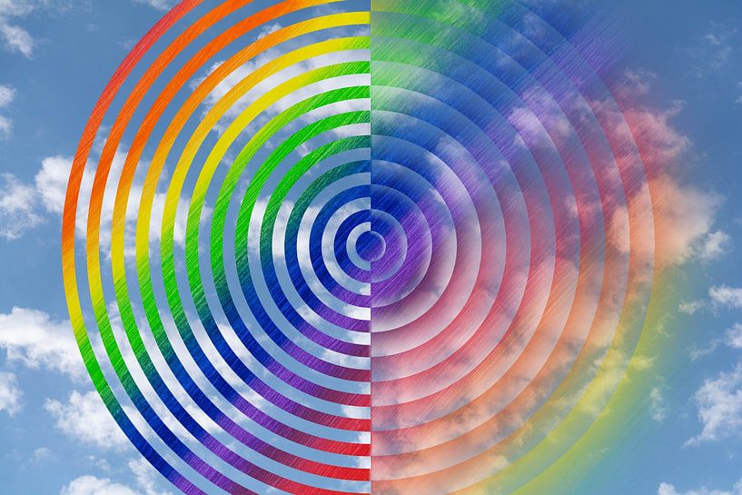 Kreismuster in den Wolken mit Regenbogenfarben von Lisette Rijkers