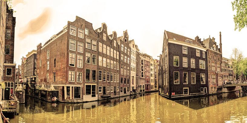 Zeedijk Oudezijds Achter-Voorburgwal Amsterdam Nederland Sepia van Hendrik-Jan Kornelis