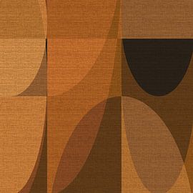 Retro geometry no. 4. Abstract shapes in brown colors on linen. by Dina Dankers
