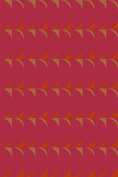 Retro kunst uit de jaren 70. Abstracte geometrische vormen in roze, oranje, geel. van Dina Dankers