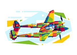 Le P-38 Lightning dans l'illustration WPAP sur Lintang Wicaksono
