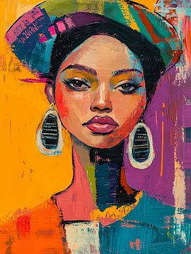 Porträtmalerei einer afrikanischen Frau von IamHome Studio