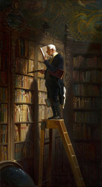 Carl Spitzweg, De boekenwurm - 1850 van Atelier Liesjes