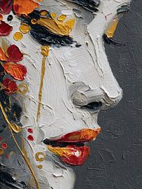 Résumé : Portrait en rouge et or – Art expressif sur SPEQ ART