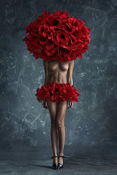 vrouw met bloemen van Egon Zitter