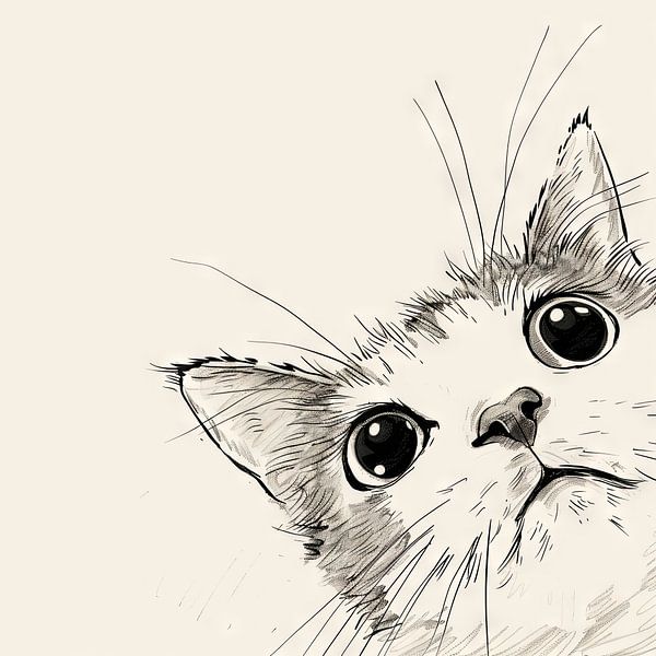 Nieuwsgierige kat - Illustratie van Poster Art Shop