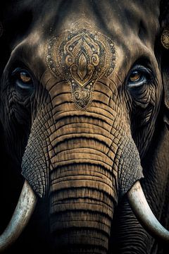 Portrait of an elephant by Digitale Schilderijen