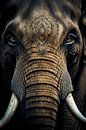 Portrait of an elephant by Digitale Schilderijen thumbnail