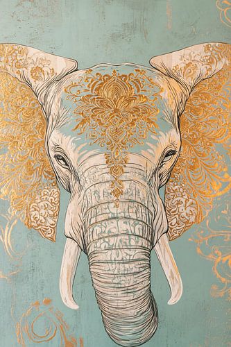 Olifant met gouden patronen