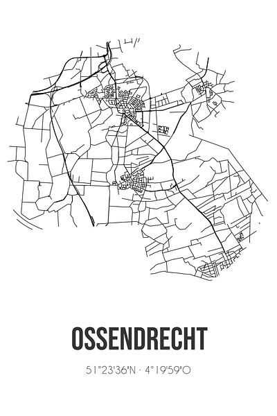 Ossendrecht (Noord-Brabant) | Map | Black and White by Prints of Place
