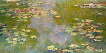Tuin met groene waterlelies