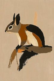 Écureuil sur une branche en harmonie avec la Terre sur Karina Brouwer