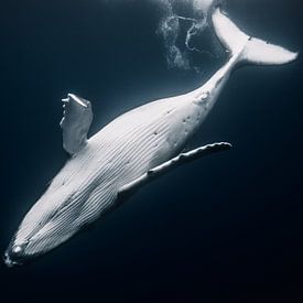 A baby humpback dancing in the infinity of the ocean by Koen Hoekemeijer