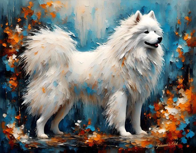 Dog Art - Samoyed 2 by Johannas Art Creations