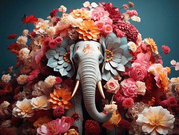 Splendeur des éléphants en fleurs sur Eva Lee