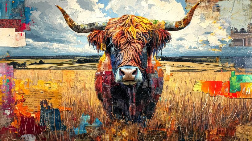 Hooglander Collage Kunst van Vlindertuin-Art