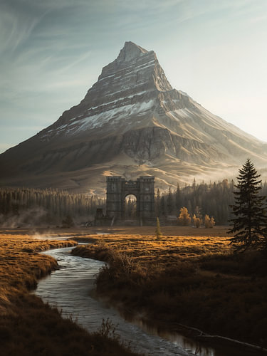 Lonely Mountain in Autumn – Fantasy Mountain Kingdom Art Print
