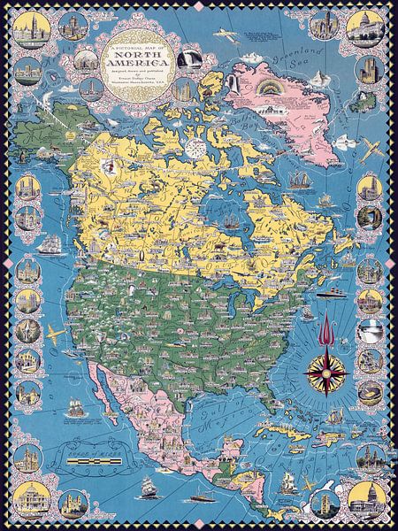 Historische kaart van Noord-Amerika van World Maps