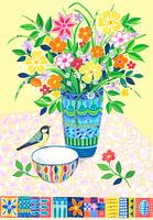  Blumenstrauß und Vogel
